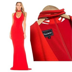 Nookie | Revolve | Diva Red Maxi Gown Choker Neckline Romantic Formal Wedding